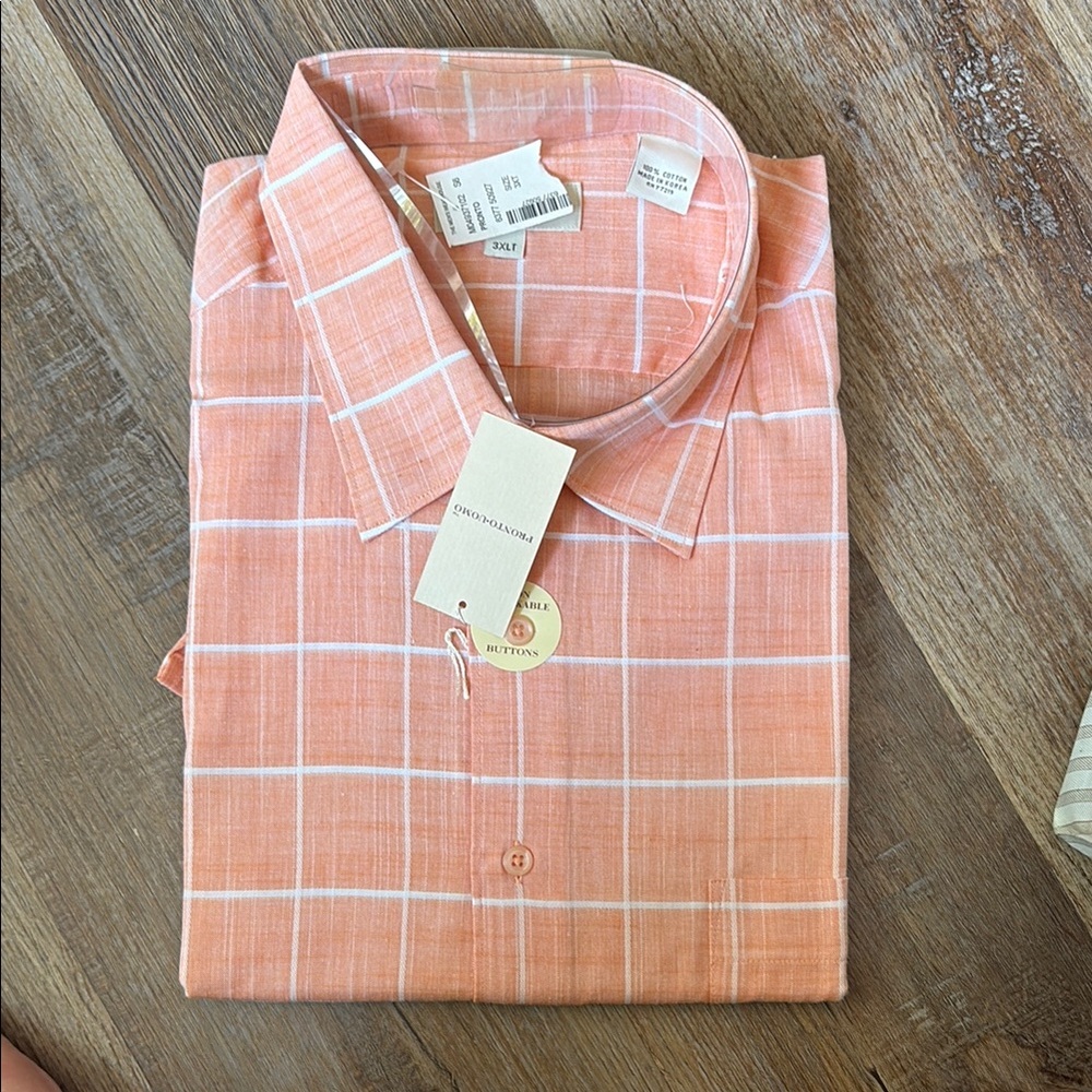 Orange and White Casual Button Down Shirt